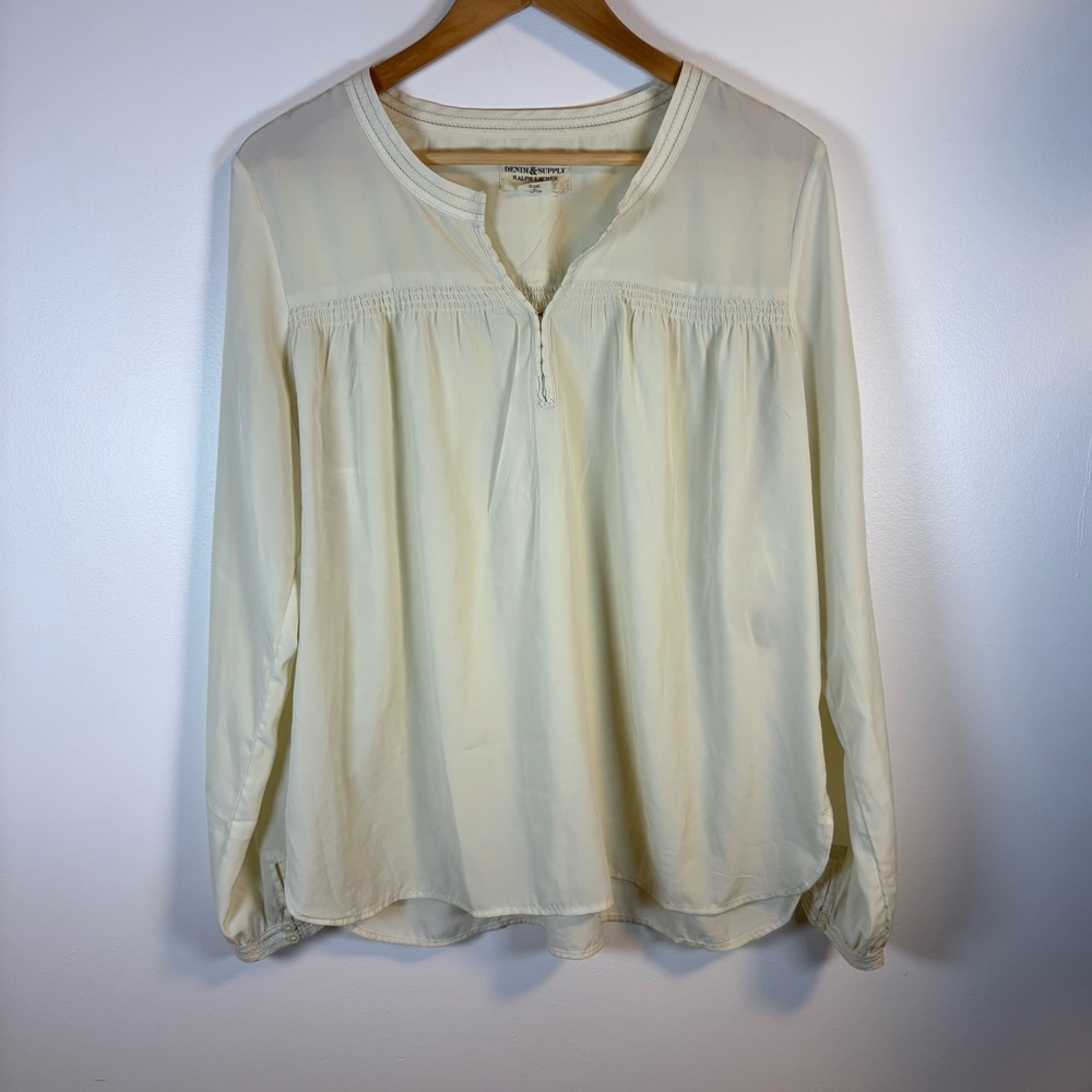 Vintage Ralph Lauren Denim & Supply Women’s Cream Boho Blouse, Size Large